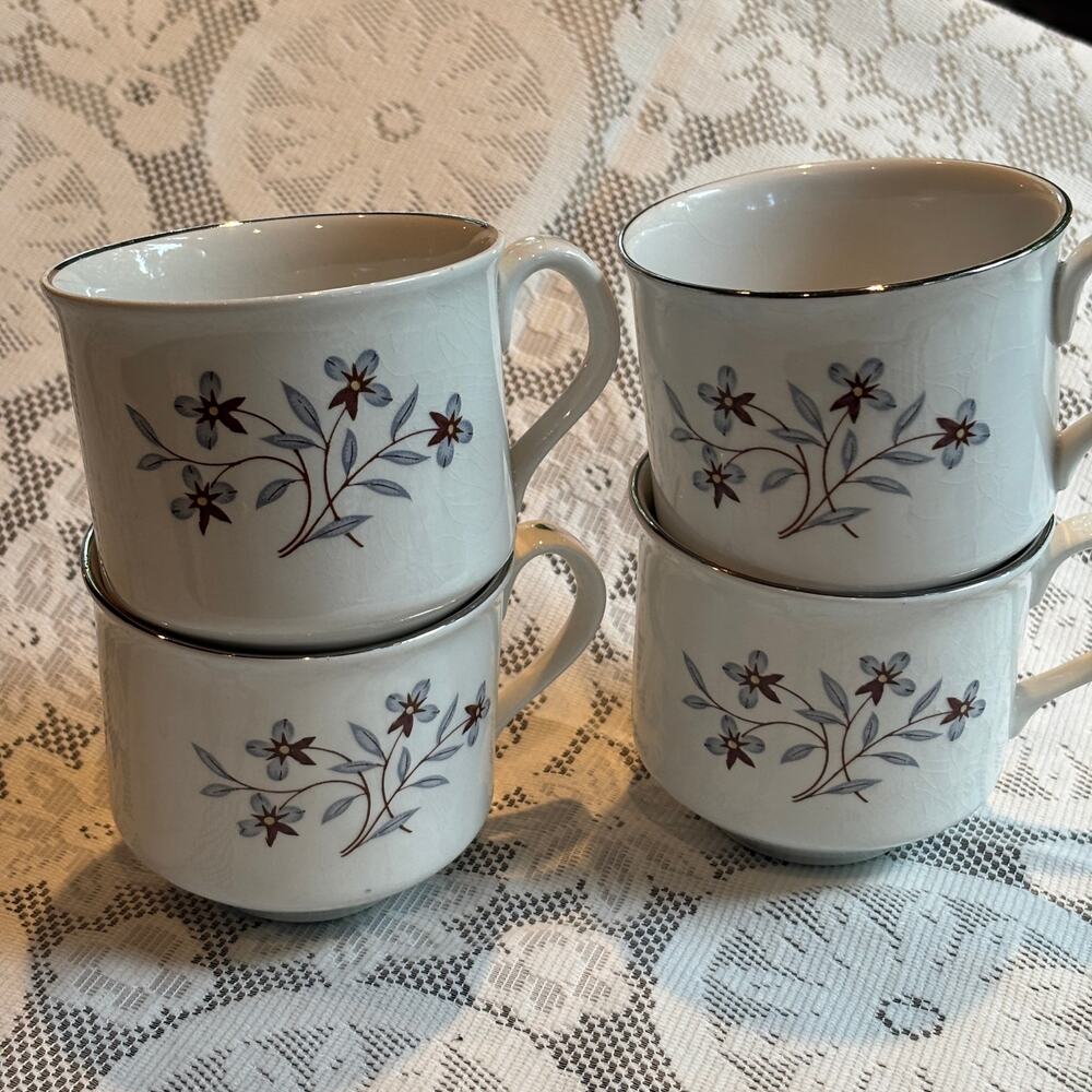 Vintage Salem International Ironstone Whimsey England Teacups Set of 4 MCM